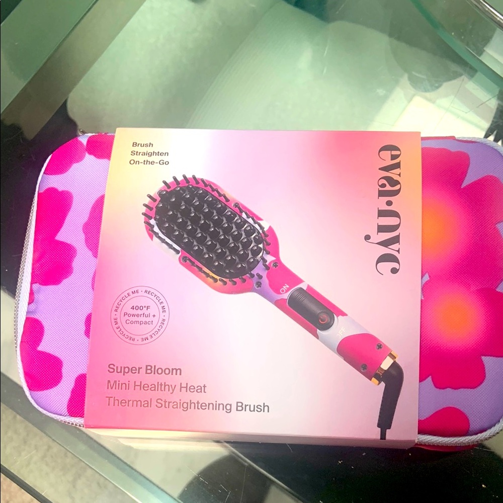 Super Bloom Mini Hair Straightening Brush - Pink